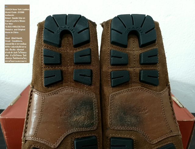 COACH New York Loafers Shoes, Men's 10.5US 44EU(28.7cm) ของแท้ มือ 2 สภาพเยี่ยม, รองเท้า COACH แบบสวม หนังแท้สวย พื้นเต็ม ตัว Soft ไม่เดิม รูปที่ 12