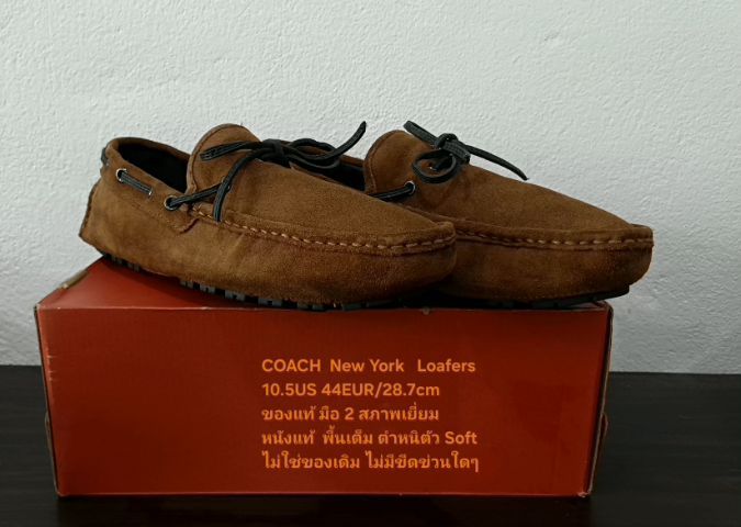 COACH New York Loafers Shoes, Men's 10.5US 44EU(28.7cm) ของแท้ มือ 2 สภาพเยี่ยม, รองเท้า COACH แบบสวม หนังแท้สวย พื้นเต็ม ตัว Soft ไม่เดิม รูปที่ 4