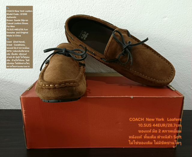 COACH New York Loafers Shoes, Men's 10.5US 44EU(28.7cm) ของแท้ มือ 2 สภาพเยี่ยม, รองเท้า COACH แบบสวม หนังแท้สวย พื้นเต็ม ตัว Soft ไม่เดิม รูปที่ 10