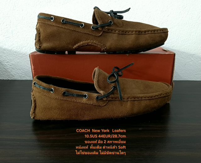 COACH New York Loafers Shoes, Men's 10.5US 44EU(28.7cm) ของแท้ มือ 2 สภาพเยี่ยม, รองเท้า COACH แบบสวม หนังแท้สวย พื้นเต็ม ตัว Soft ไม่เดิม รูปที่ 16