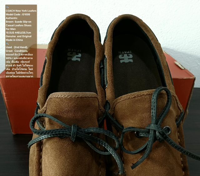 COACH New York Loafers Shoes, Men's 10.5US 44EU(28.7cm) ของแท้ มือ 2 สภาพเยี่ยม, รองเท้า COACH แบบสวม หนังแท้สวย พื้นเต็ม ตัว Soft ไม่เดิม รูปที่ 8