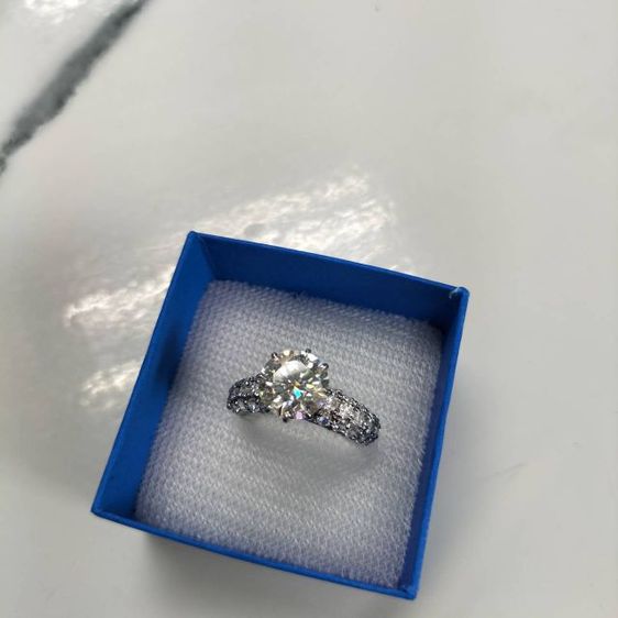 แหวนเงินแท้ 925 เพชรโมอิสชุบทองคำขาว