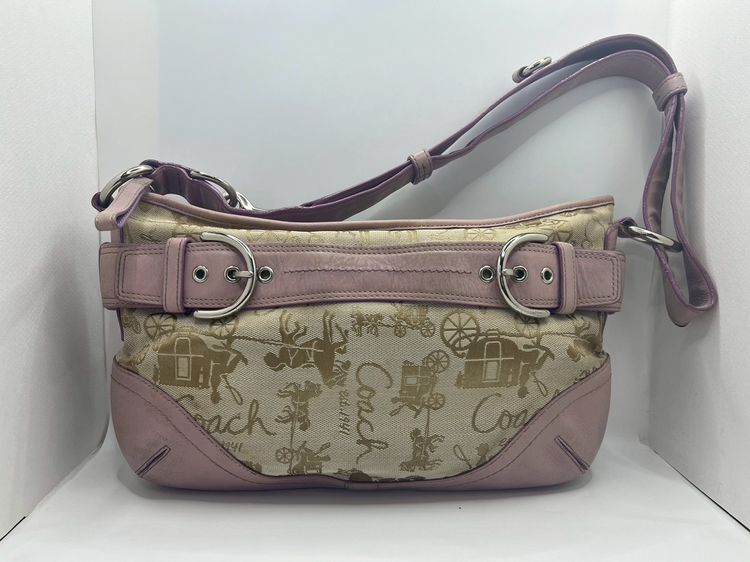 Coach Hamptons Scribble Demi Bag สีชมพู แท้100 💯  ปี 2010💗 รูปที่ 6