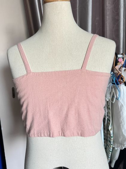 อื่นๆ ชมพู ไม่มีแขน สายเดี่ยวผ้าฝ้ายสี flamingo ผูกหลังแซ่บ ค่าส่ง 20