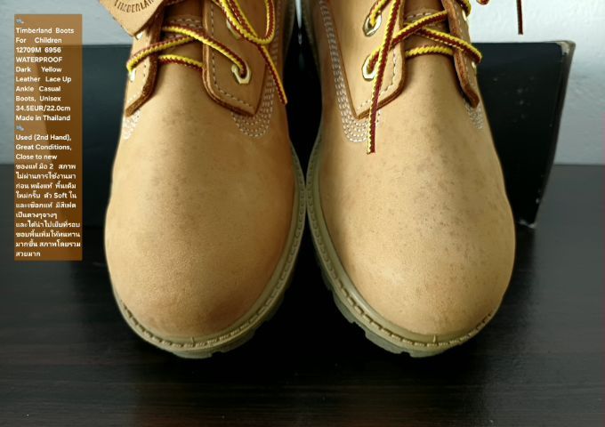 Timberland Boots For Children, Unisex 2.5US 34.5EU(22.0cm) ของแท้ มือ 2 สภาพไม่ผ่านการใช้งานมาก่อน,รองเท้า Timberland หนังแท้ พื้นเต็มสวยมาก รูปที่ 7