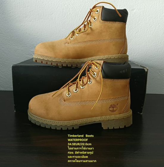 Timberland Boots For Children, Unisex 2.5US 34.5EU(22.0cm) ของแท้ มือ 2 สภาพไม่ผ่านการใช้งานมาก่อน,รองเท้า Timberland หนังแท้ พื้นเต็มสวยมาก รูปที่ 15
