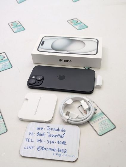 128 GB ขาย เทิร์น iPhone 15 128 Black ศูนย์ไทย ของใหม่มือ 1 แกะเช็ค ประกันเดิน รอบชาร์จ 0 รอบ อุปกรณ์ครบยกกล่อง เพียง 17,990 บาท ครับ 