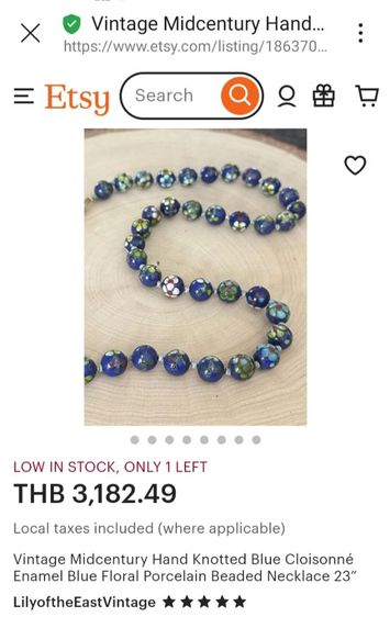 สร้อยคอกังไสโบราณ สีครามสวย (ยาว 22นิ้ว) รูปที่ 3