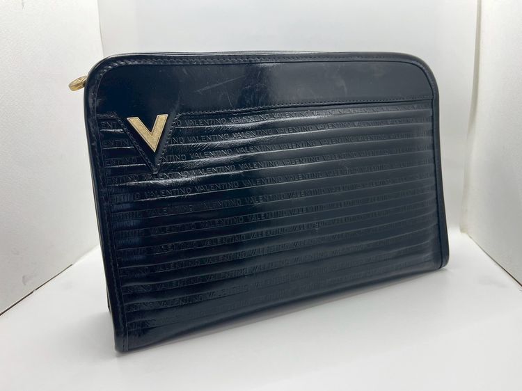 Mario Valentino Monogram Leather Clutch กระเป๋า คลัตช์ ถือ  สีดํา แท้ 100💯