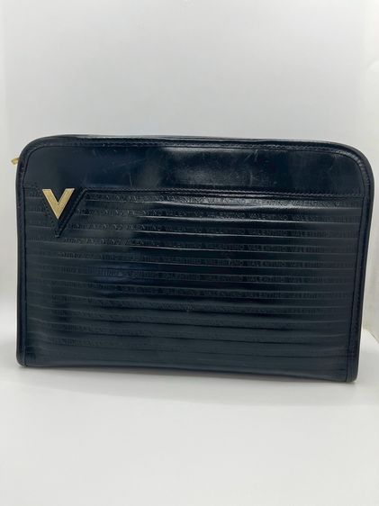 Mario Valentino Monogram Leather Clutch กระเป๋า คลัตช์ ถือ  สีดํา แท้ 100💯 รูปที่ 5