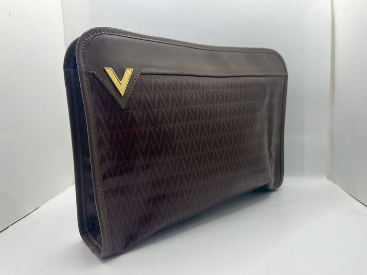 Mario Valentino Monogram Leather Clutch กระเป๋าคลัตช์ ถือ สีน้ําตาล แท้ 100💯 รูปที่ 2