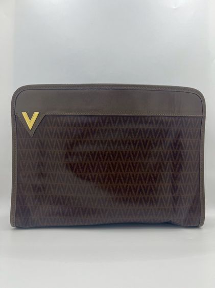 Mario Valentino Monogram Leather Clutch กระเป๋าคลัตช์ ถือ สีน้ําตาล แท้ 100💯