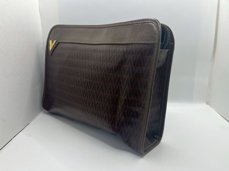 Mario Valentino Monogram Leather Clutch กระเป๋าคลัตช์ ถือ สีน้ําตาล แท้ 100💯 รูปที่ 3