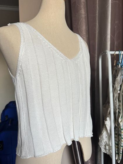 เสื้อกล้ามเอวลอยผ้ายืดนุ่มสีขาว ใส่ไม่คัน รูปที่ 7