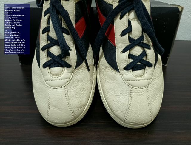 GUCCI Falacer Ace Sneakers, Women's 7UK 40EU(26.0cm) Original ของแท้ มือ 2 สภาพเยี่ยม, รองเท้า Gucci หนังแท้ พื้นเต็มสวยมาก ไม่มีขีดข่วนใดๆ รูปที่ 7