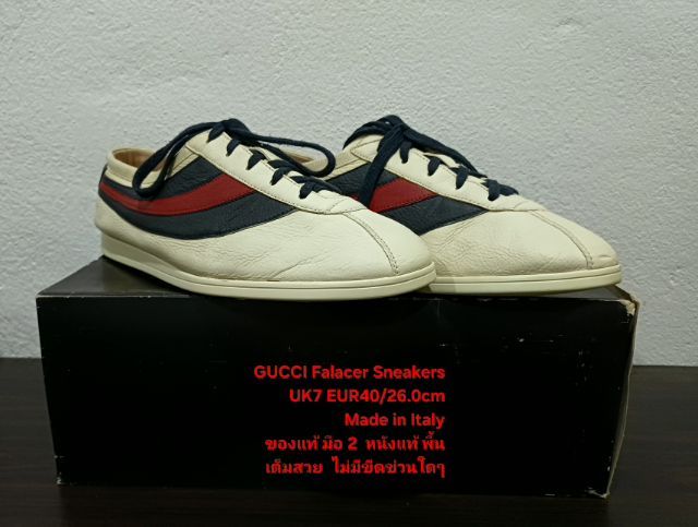 GUCCI Falacer Ace Sneakers, Women's 7UK 40EU(26.0cm) Original ของแท้ มือ 2 สภาพเยี่ยม, รองเท้า Gucci หนังแท้ พื้นเต็มสวยมาก ไม่มีขีดข่วนใดๆ รูปที่ 4