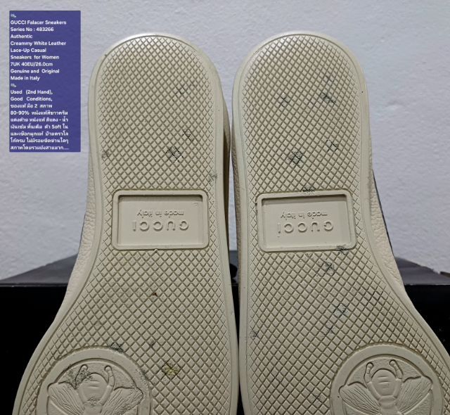 GUCCI Falacer Ace Sneakers, Women's 7UK 40EU(26.0cm) Original ของแท้ มือ 2 สภาพเยี่ยม, รองเท้า Gucci หนังแท้ พื้นเต็มสวยมาก ไม่มีขีดข่วนใดๆ รูปที่ 11