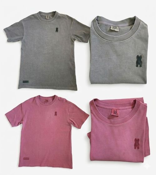 แขนสั้น XS เสื้อทีเชิ้ต อื่นๆ แท้💯 เสื้อยืด Life Work ลายปักน้องหมา ทรง Oversize สีฟอกวินเทจ ชมพู ,เขียวขี้ม้า สภาพดีมาก 