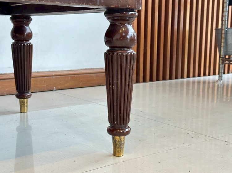 โต๊ะทำงาน สไตล์วินเทจ  7 ลิ้นชัก ท็อปหุ้มหนัง PU สีน้ำตาล ขากลึงกลม รูปที่ 17