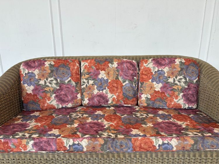 โซฟาหวาย สไตล์วินเทจ เบาะและพิงหลังผ้าลายดอกไม้คละสี รูปที่ 7