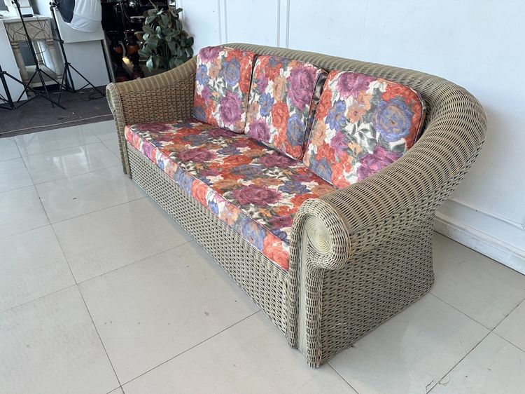โซฟาหวาย สไตล์วินเทจ เบาะและพิงหลังผ้าลายดอกไม้คละสี รูปที่ 4