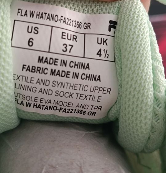 ขายถูก รองเท้า Fila ของใหม่ สีเขียว size 37-23.5  เบา สบายนุ่มมาก รูปที่ 5