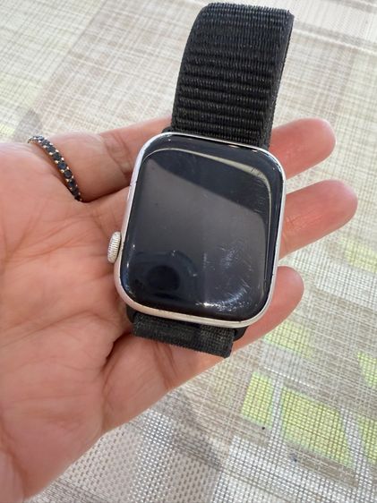 ขาว สแตนเลส Apple Watch Series 7 ขนาด 45mm หน้าจอมีรอยขนแมว