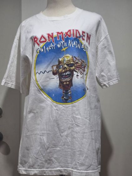 ขาว เสื้อยืดวง Iron Maiden  Can I Play With Madness ไซส์ L ป้ายงานไทย มือสอง