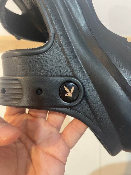 PLAYBOYรองเท้าแตะหัวโตBunnyคร็อกoสีดำ รูปที่ 4