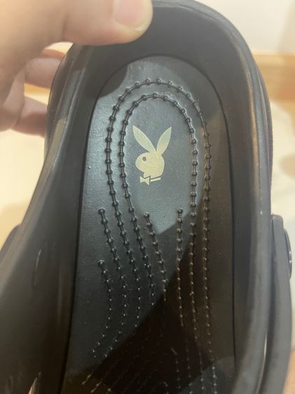 PLAYBOYรองเท้าแตะหัวโตBunnyคร็อกoสีดำ รูปที่ 3