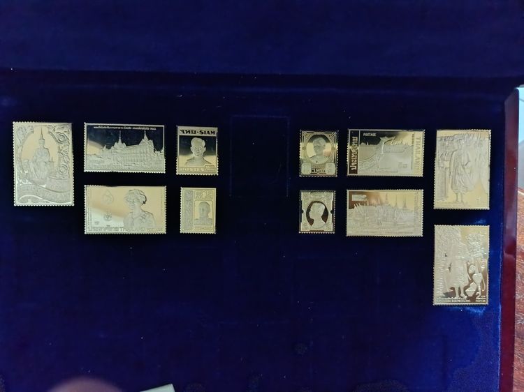 พิเศษ 28000  แสตมป์ที่ระลึกเนื้อเงินแท้ 999 หุ้มทองswiss 11 ชิ้นพร้อมกล้อง รูปที่ 11