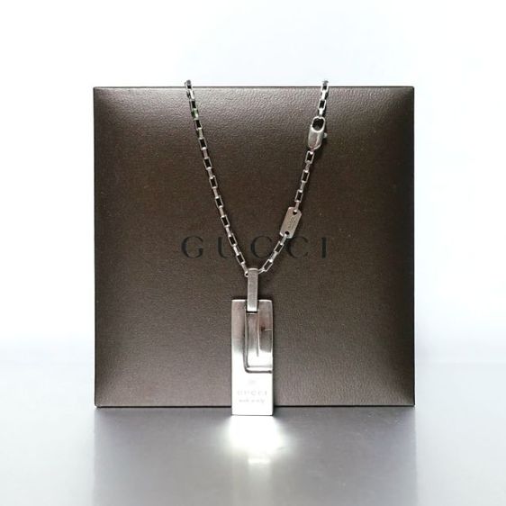 เงิน สร้อยคอและจี้ Used GUCCI G Plate Pendant Necklace (Silver925)