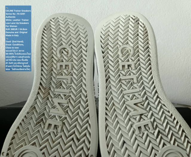 CELINE Trainer Sneakers, Women's 5UK 38EU(24.8cm) Original Made in Italy ของแท้ มือ 2 สภาพใกล้เคียงของใหม่, รองเท้า CELINE หนังแท้ สวยมาก รูปที่ 11