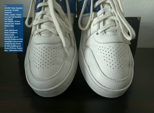CELINE Trainer Sneakers, Women's 5UK 38EU(24.8cm) Original Made in Italy ของแท้ มือ 2 สภาพใกล้เคียงของใหม่, รองเท้า CELINE หนังแท้ สวยมาก รูปที่ 7