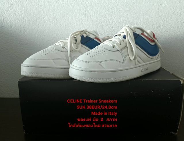 CELINE Trainer Sneakers, Women's 5UK 38EU(24.8cm) Original Made in Italy ของแท้ มือ 2 สภาพใกล้เคียงของใหม่, รองเท้า CELINE หนังแท้ สวยมาก รูปที่ 5