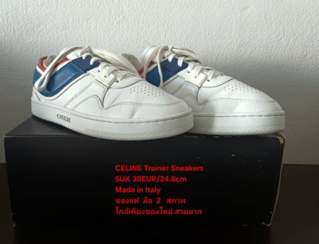 CELINE Trainer Sneakers, Women's 5UK 38EU(24.8cm) Original Made in Italy ของแท้ มือ 2 สภาพใกล้เคียงของใหม่, รองเท้า CELINE หนังแท้ สวยมาก รูปที่ 4