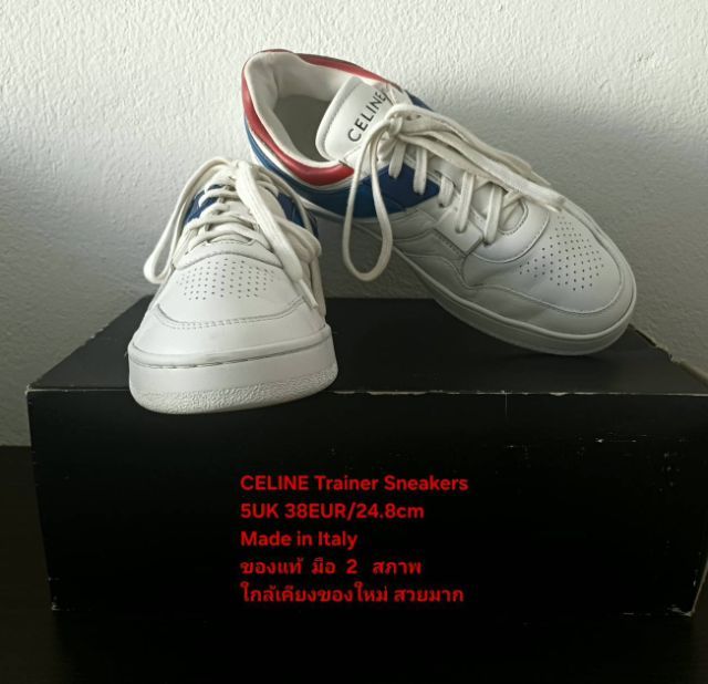 CELINE Trainer Sneakers, Women's 5UK 38EU(24.8cm) Original Made in Italy ของแท้ มือ 2 สภาพใกล้เคียงของใหม่, รองเท้า CELINE หนังแท้ สวยมาก รูปที่ 9