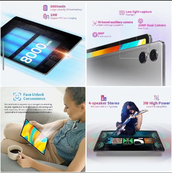 (ยังอยู่)แท็บเล็ต 4G จอ 11 นิ้ว 2 K รูปที่ 5