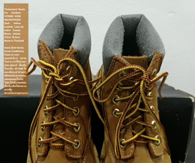 Timberland Boots For Children, Unisex 31EU(19.8cm) ของแท้ มือ 2 สภาพไม่ผ่านการใช้งานมาก่อน, รองเท้า Timberland หนังแท้ ตำหนิตามรายละเอียดึ รูปที่ 8