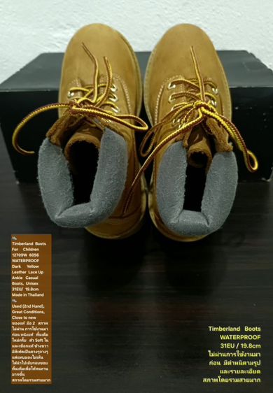 Timberland Boots For Children, Unisex 31EU(19.8cm) ของแท้ มือ 2 สภาพไม่ผ่านการใช้งานมาก่อน, รองเท้า Timberland หนังแท้ ตำหนิตามรายละเอียดึ รูปที่ 13