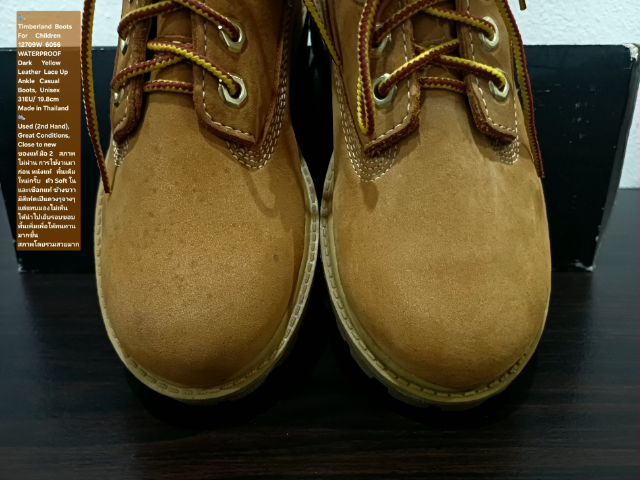 Timberland Boots For Children, Unisex 31EU(19.8cm) ของแท้ มือ 2 สภาพไม่ผ่านการใช้งานมาก่อน, รองเท้า Timberland หนังแท้ ตำหนิตามรายละเอียดึ รูปที่ 7