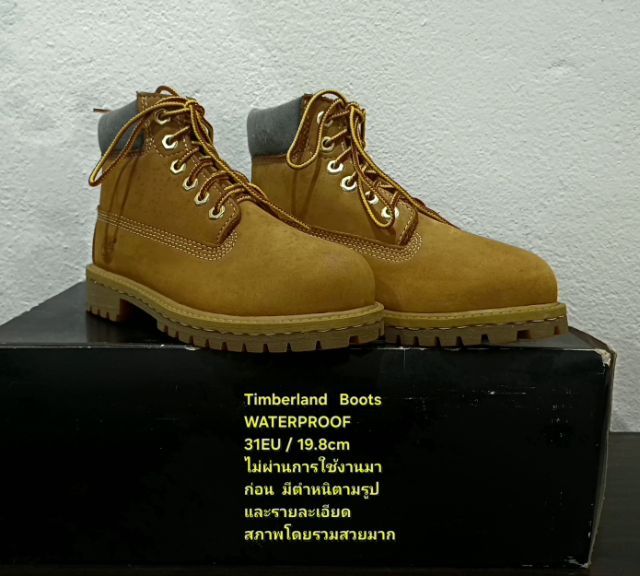 Timberland Boots For Children, Unisex 31EU(19.8cm) ของแท้ มือ 2 สภาพไม่ผ่านการใช้งานมาก่อน, รองเท้า Timberland หนังแท้ ตำหนิตามรายละเอียดึ รูปที่ 4