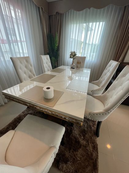 โต๊ะหินอ่อน luxury ทานข้าว6ที่นั่ง