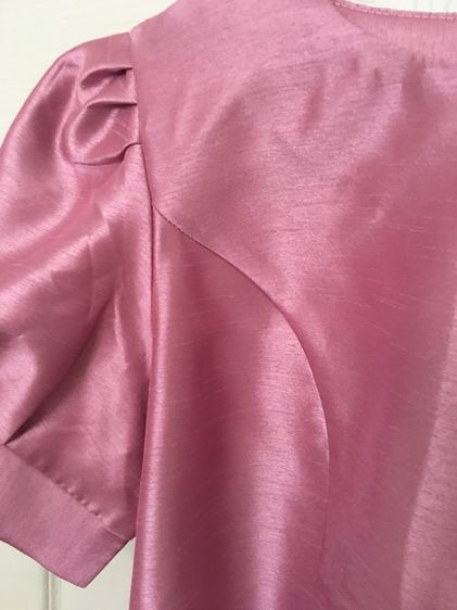 เสื้อผ้าไหมลาว อัดกาว สีชมพูกะปิ อก36 รูปที่ 8