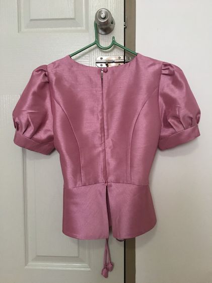 เสื้อผ้าไหมลาว อัดกาว สีชมพูกะปิ อก36 รูปที่ 2