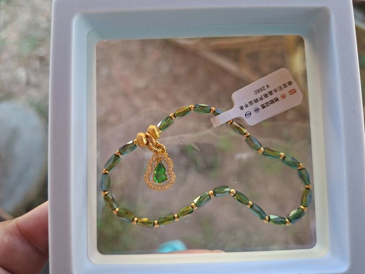  ขายกำไลหินคริสตัล + จี้หยกสีเขียว งานชุบทอง สไตล์จีน  รูปที่ 5