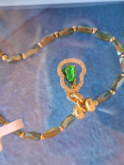  ขายกำไลหินคริสตัล + จี้หยกสีเขียว งานชุบทอง สไตล์จีน  รูปที่ 2