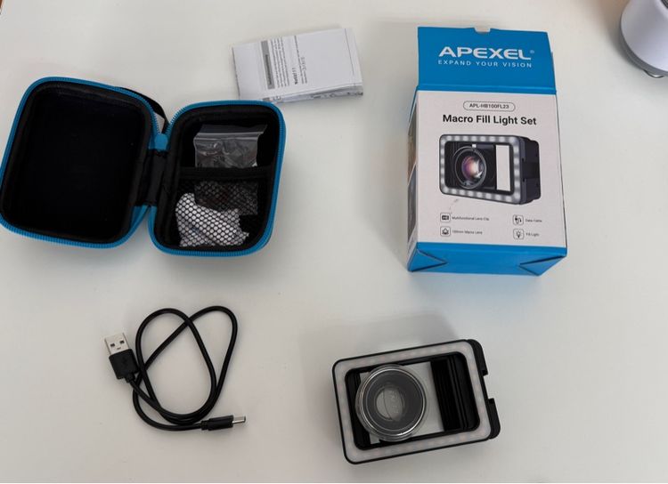 📸 APEXEL Macro Fill Light Set – 100mm Macro Lens with LED Light for Smartphone รูปที่ 5