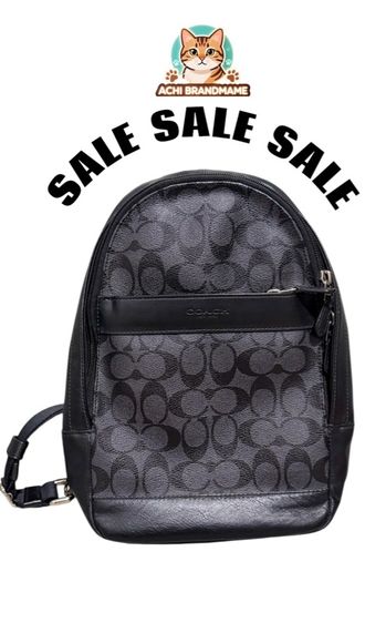 ดำ หนังแท้ กระเป๋าสะพายผู้ชายCoachของแท้มือสอง 