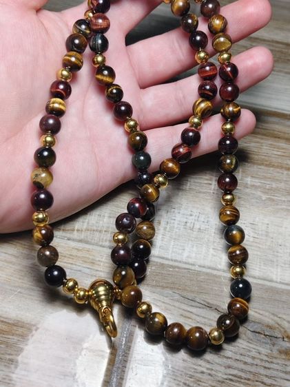 สร้อยใส่พระเนื้อหินลายเสือความยาว 30 ซม รูปที่ 2